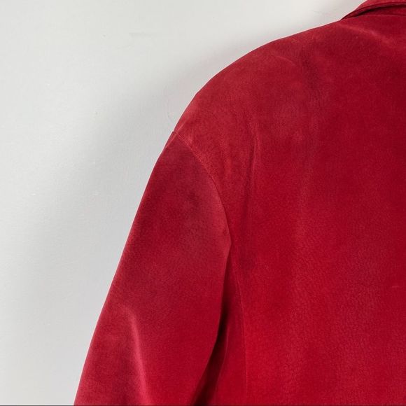 VINTAGE Danier Suede Red Full Length Long Trench Coat - Picture 15 of 16